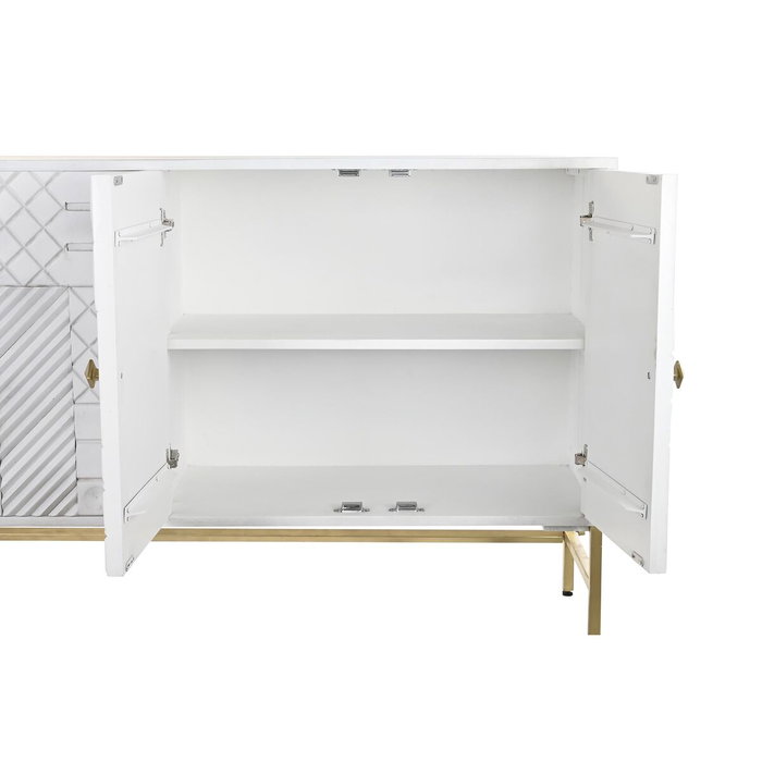 DKD Home Decor Buffet de Mango y Latón Cruz Rombo Blanco