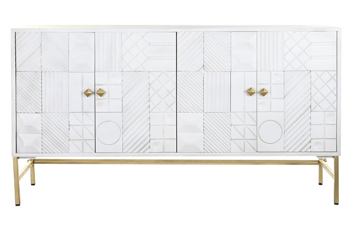 DKD Home Decor Buffet Moderno Cruz rombo Blanco Dorado 157 x 43 x 84 cm