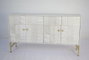 DKD Home Decor Buffet de Mango y Latón Cruz Rombo Blanco
