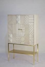 DKD Home Decor Aparador de Mango y Metal Blanco y Dorado