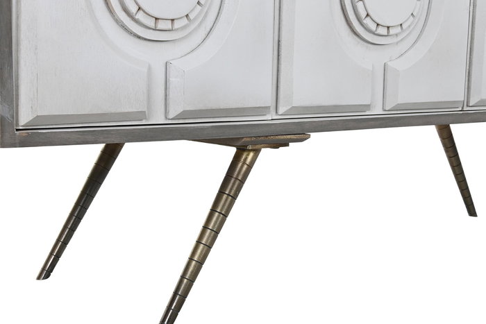DKD Home Decor Buffet Blanco Dorado 152 x 84 x 43 cm Mango Metal 4 Puertas Hecho a Mano