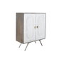 DKD Home Decor Aparador Cruz Rombo de Mango y Latón Blanco