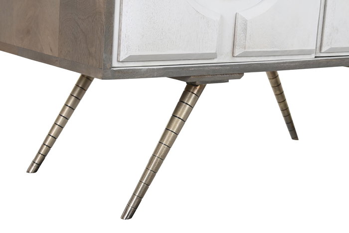 DKD Home Decor Aparador Cruz rombo Moderno Blanco Dorado Mango y Latón 93 x 41 x 114 cm