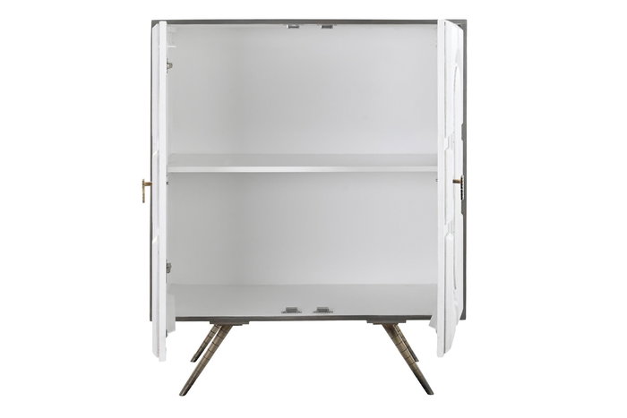 DKD Home Decor Aparador Cruz rombo Moderno Blanco Dorado Mango y Latón 93 x 41 x 114 cm