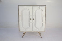 DKD Home Decor Aparador Cruz Rombo de Mango y Latón Blanco