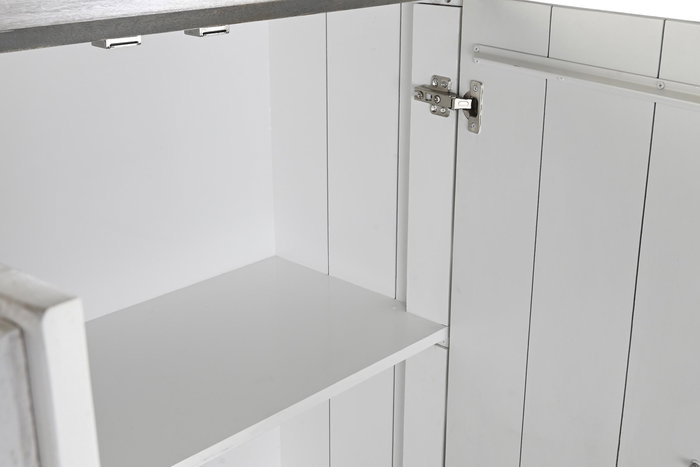 DKD Home Decor Aparador Cruz rombo Moderno Blanco Dorado Mango y Latón 93 x 41 x 114 cm