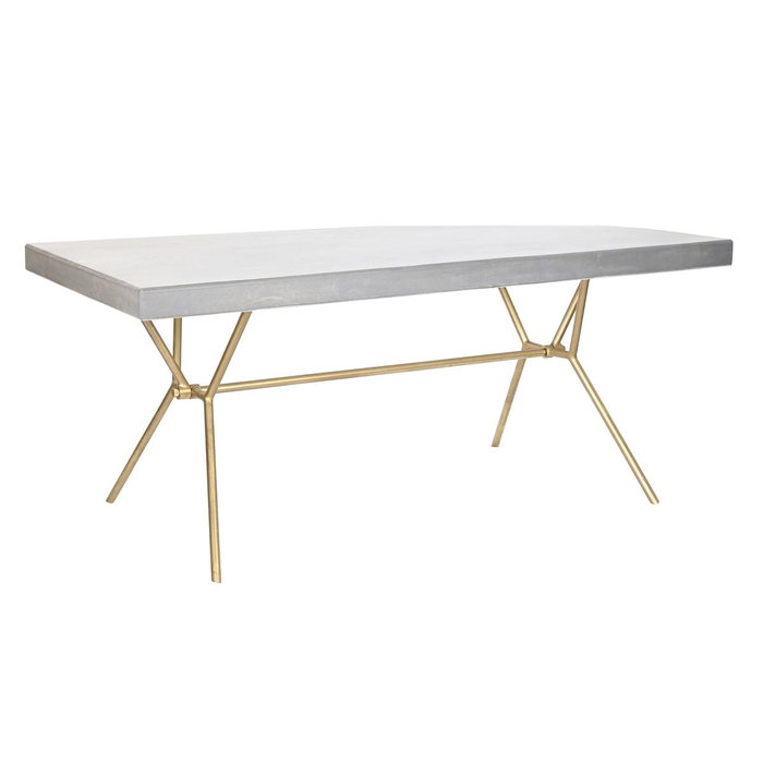 DKD Home Decor Mesa de Comedor Mango Latón Rombo Blanco