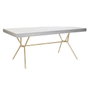 DKD Home Decor Mesa de Comedor Mango Latón Rombo Blanco