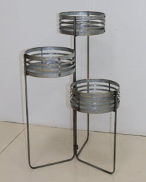 DKD Home Decor Macetero de Metal y Hierro Gris 47x35x72 cm