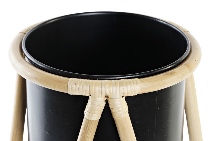 DKD Home Decor Macetero Colonial Natural Negro Bambú Metal 26 x 40 x 26 cm