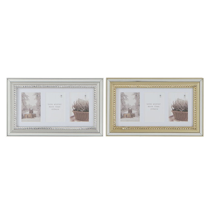 DKD Home Decor Marco Multifoto LUXURY para 3 Fotos, Surtido Dorado y Plateado