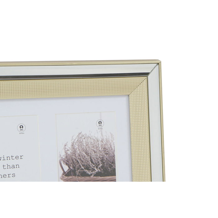 DKD Home Decor Marco Multifoto MIRROR para 3 Fotos (Dorado/Plateado)