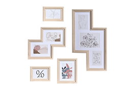 DKD Home Decor Marco de Foto Urban Natural Multicolor MDF Cristal 50x40x1.5 cm Set de 5