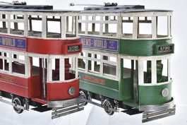 DKD Home Decor Tranvía Decoración Vintage Rojo Verde Metal 28 x 9 x 20 cm (2 Unidades)