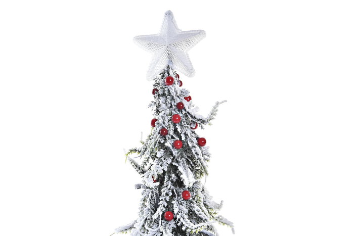 DKD Home Decor Árbol de Navidad Tradicional Verde, Rojo, Blanco con LED y PVC 25 x 65 x 25 cm (2 Unidades)