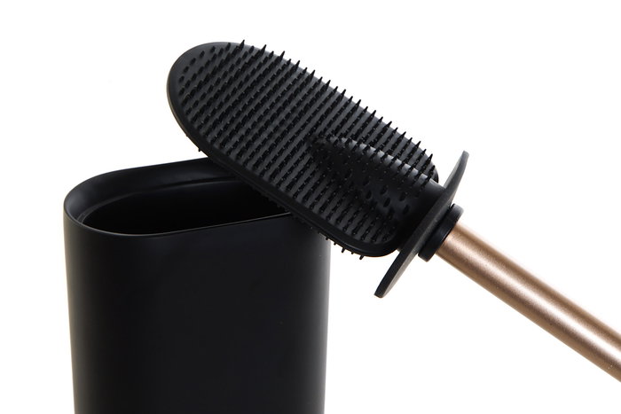 DKD Home Decor Escobillero Resina Negro Dorado 6 x 40 x 10 cm