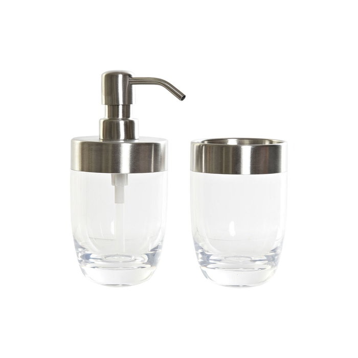 DKD Home Decor Set de Baño de 2 Piezas Plateado y Transparente