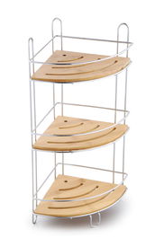 DKD Home Decor Estanteria Pared Scandi Natural Bambu y Metal Cromado 19.5 x 47 x 19.5 cm