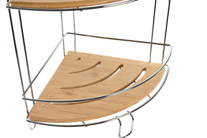 DKD Home Decor Estanteria Pared Scandi Natural Bambu y Metal Cromado 19.5 x 47 x 19.5 cm