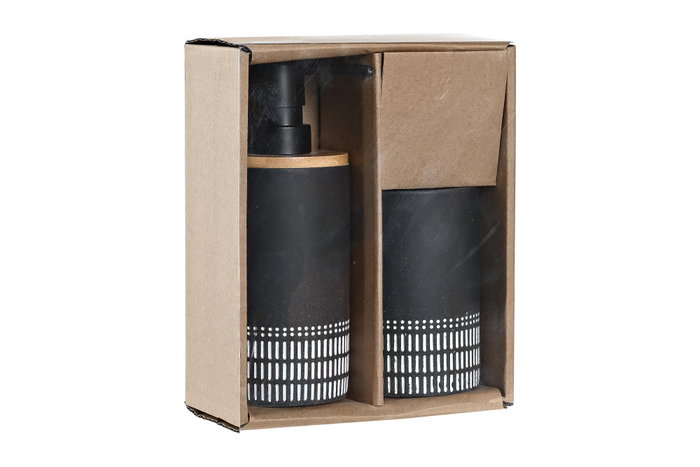 Baño Oriental DKD Home Decor Gris Oscuro Natural 7 x 18 x 7 cm Set de 2