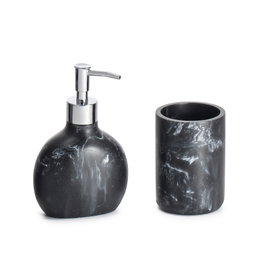 DKD Home Decor Baño Chic Negro Set de 2 Piezas 6 x 17 x 11 cm