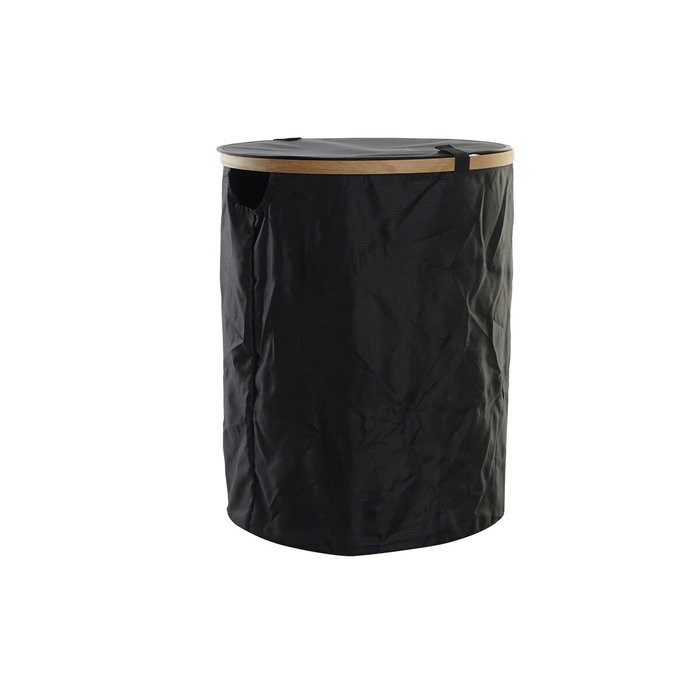 DKD Home Decor Cesta de Ropa Roble y Poliéster Negro 44x44x57 cm DKD Home Decor Cesta de Ropa Roble y Poliéster Negro 44x44x57 cm