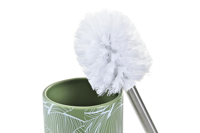 DKD Home Decor Baño Tropical Set de 3 Piezas en Dolomita y PP, Verde y Plateado, 37 cm Alto