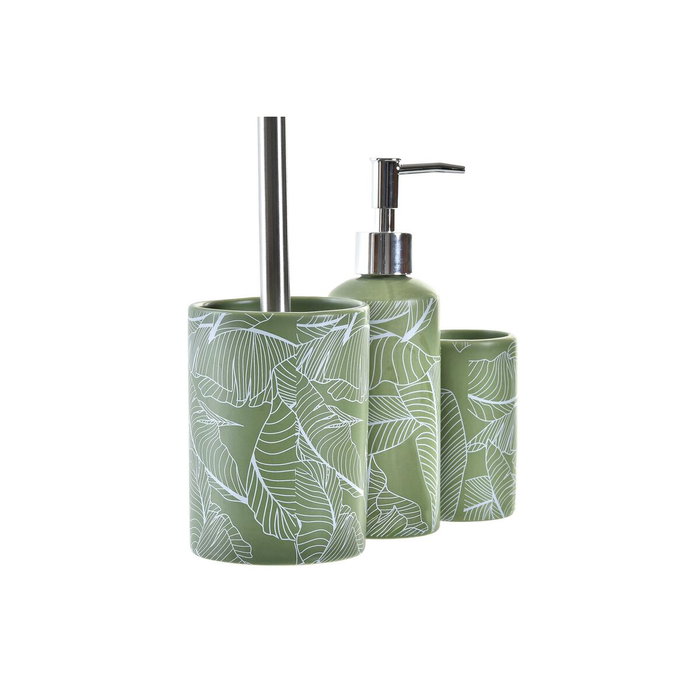 DKD Home Decor Juego de accesorios de baño de 3 piezas Hoja Verde