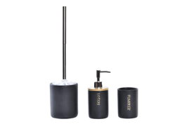 DKD Home Decor Set de 3 Accesorios de Baño en Dolomita y Bambú Negro