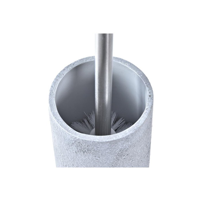 DKD Home Decor Escobillero de Cemento y Acero Inoxidable Gris