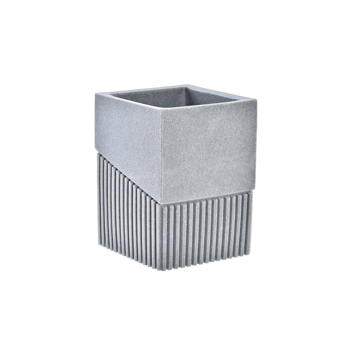 DKD Home Decor Vaso de Resina Gris 7,6x7,6x10 cm