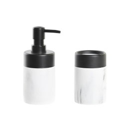 DKD Home Decor Set de Baño de 2 Piezas en Resina y Metal Mármol Blanco