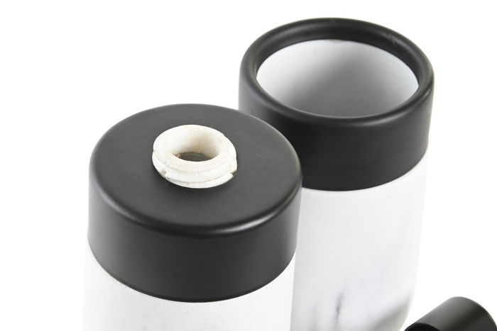 DKD Home Decor Baño Moderno Blanco Negro Set de 2 Piezas 7.2 x 16.4 x 7.2 cm