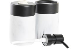 DKD Home Decor Baño Moderno Blanco Negro Set de 2 Piezas 7.2 x 16.4 x 7.2 cm