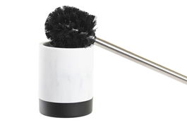 DKD Home Decor Escobillero Moderno Blanco Negro Resina Inox 10 x 10 x 37.4 cm