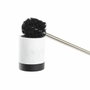 DKD Home Decor Escobillero de Resina y Acero Inoxidable Mármol Blanco