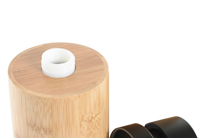 DKD Home Decor Dosificador Loft Baño Bambú Natural Negro 8 x 16 x 8 cm