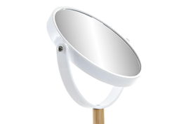 DKD Home Decor Espejo Scandi Blanco Natural Bambú PS 17 x 17 x 31 cm