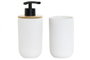 DKD Home Decor Set de 2 Dosificadores de Gres y Bambú Blanco