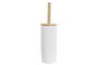 DKD Home Decor Escobillero Gres y Bambú Blanco Natural 10 x 38 x 10 cm