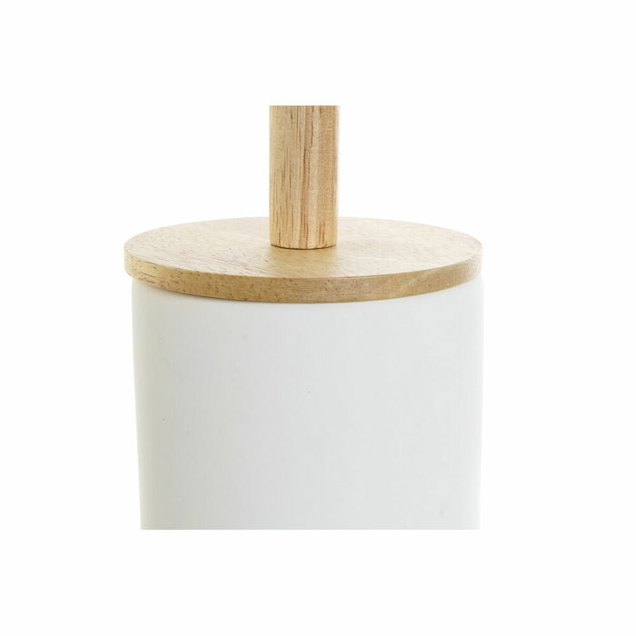 DKD Home Decor Escobillero de Gres y Bambú Blanco 10x10x38 cm
