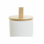 DKD Home Decor Escobillero de Gres y Bambú Blanco 10x10x38 cm