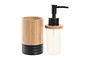 DKD Home Decor Dosificador Bambú PP Natural Negro 7 x 17 x 7 cm