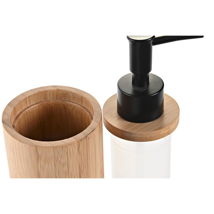 DKD Home Decor Dosificador Bambú PP Natural Negro 7 x 17 x 7 cm
