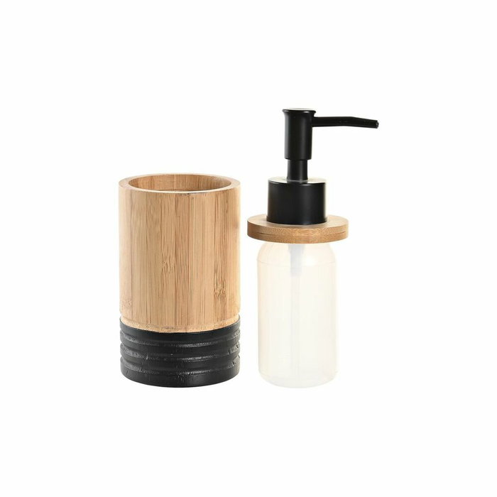 DKD Home Decor Dosificador Bambú PP Natural Negro 7 x 17 x 7 cm
