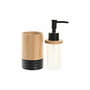 DKD Home Decor Dosificador Bambú PP Natural Negro 7 x 17 x 7 cm