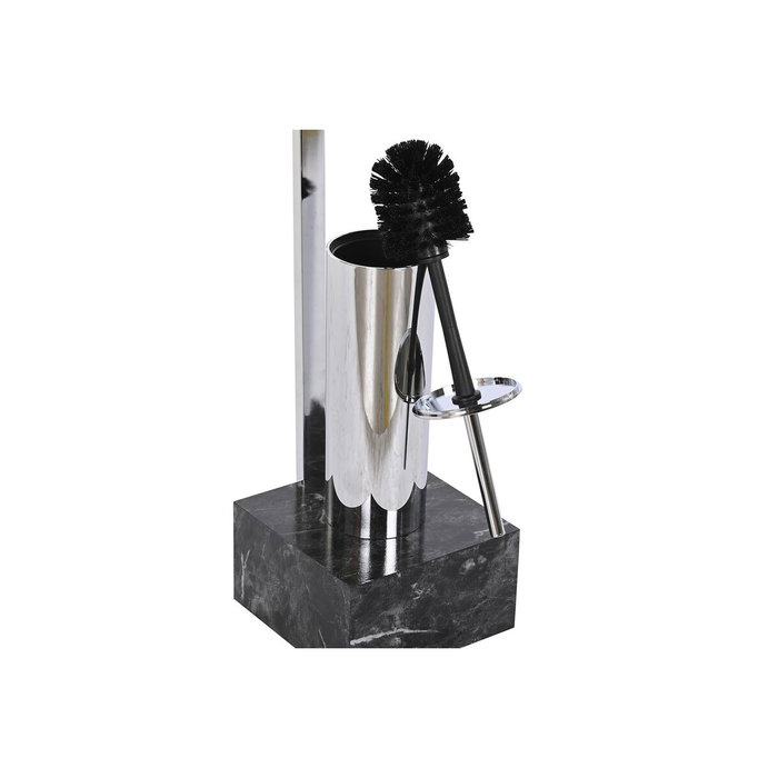 DKD Home Decor Conjunto de Portarrollos y Escobillero Símil Mármol Negro