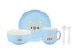 DKD Home Decor Vajilla Infantil Azul Gris New Bone Set 5 Piezas