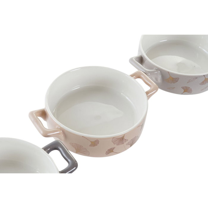 DKD Home Decor Set de 4 Cuencos NEW BONE Dorado y Gris