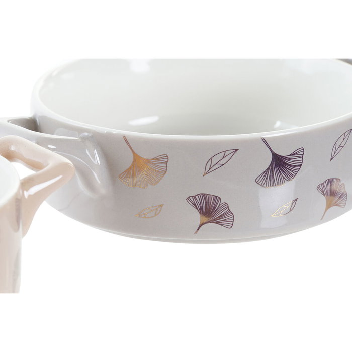 DKD Home Decor Set de 4 Cuencos NEW BONE Dorado y Gris